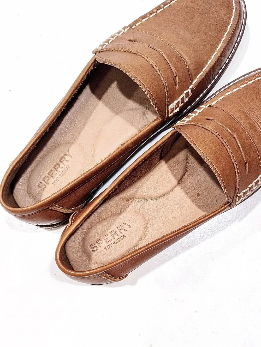 Sperry Seaport Penny Loafers Women’s Size 8 Brown Tan Leather STS81928 Classic